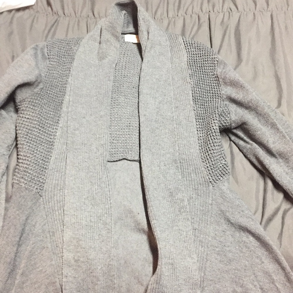 Gray sweater shawl